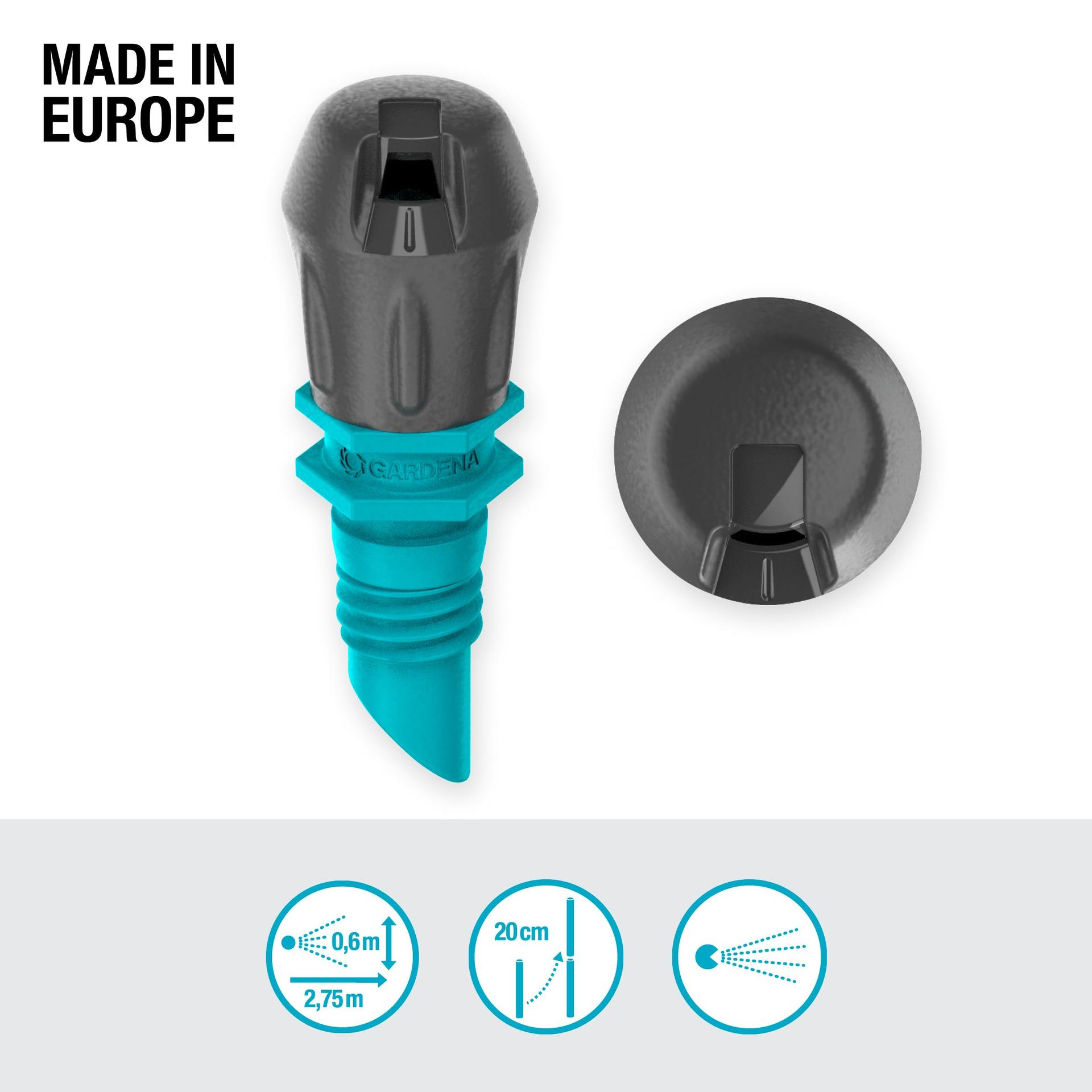 Gardena Micro-Drip otsapihusti kitsastele aladele kuni 0,6 × 2,75 m (13318-20)