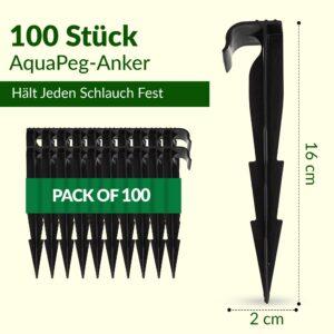 GARDENIX AquaPEG maakinnitusnaelad tilkvoolikule, plastik, must, 100 tk