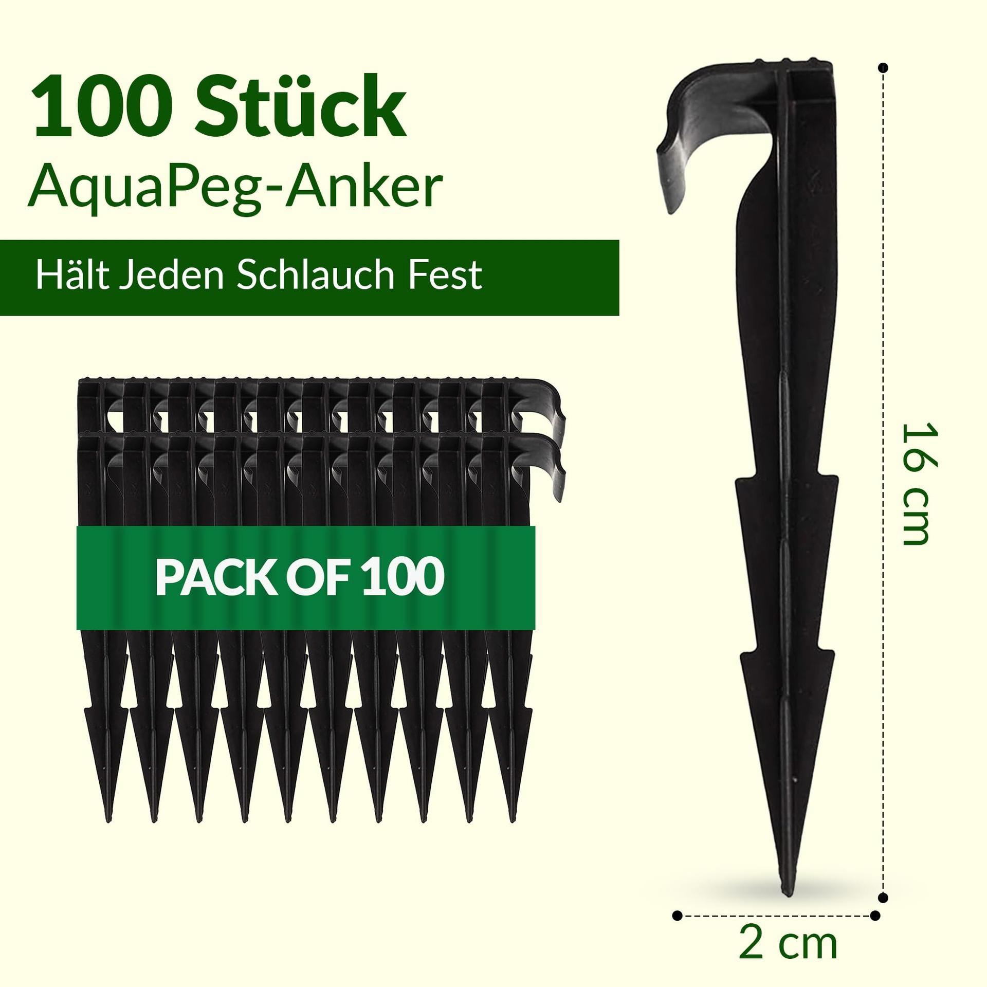 GARDENIX AquaPEG maakinnitusnaelad tilkvoolikule, plastik, must, 100 tk
