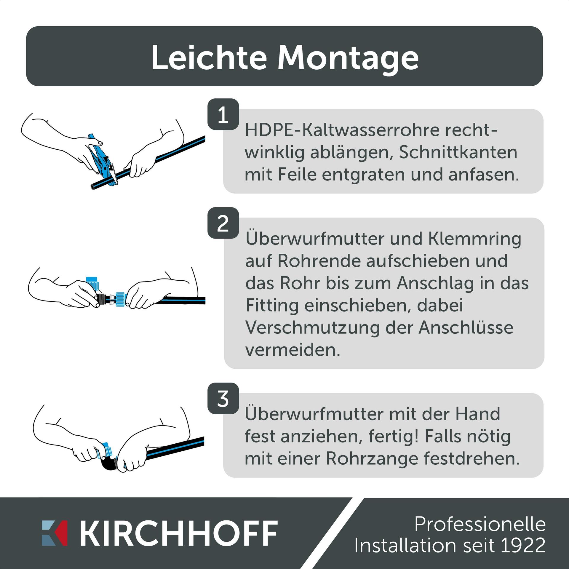 Kirchhoff HDPE veetoru kastmissüsteemile 25 mm x 50 m, must – lisavaade