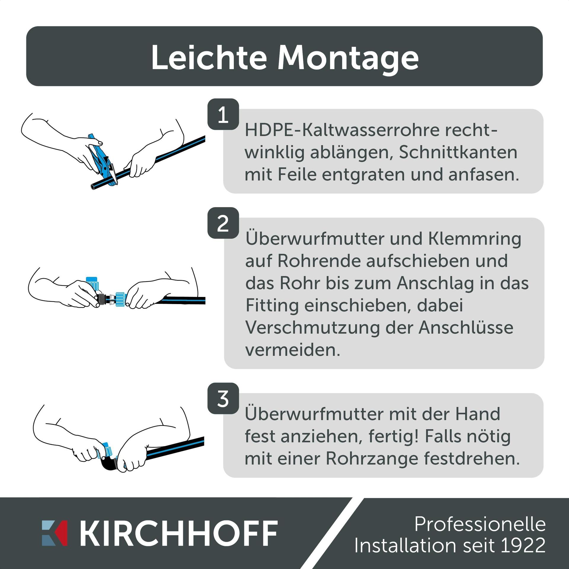 Kirchhoff T-liitmik HDPE-torule 25 mm, plastik, must – lisavaade