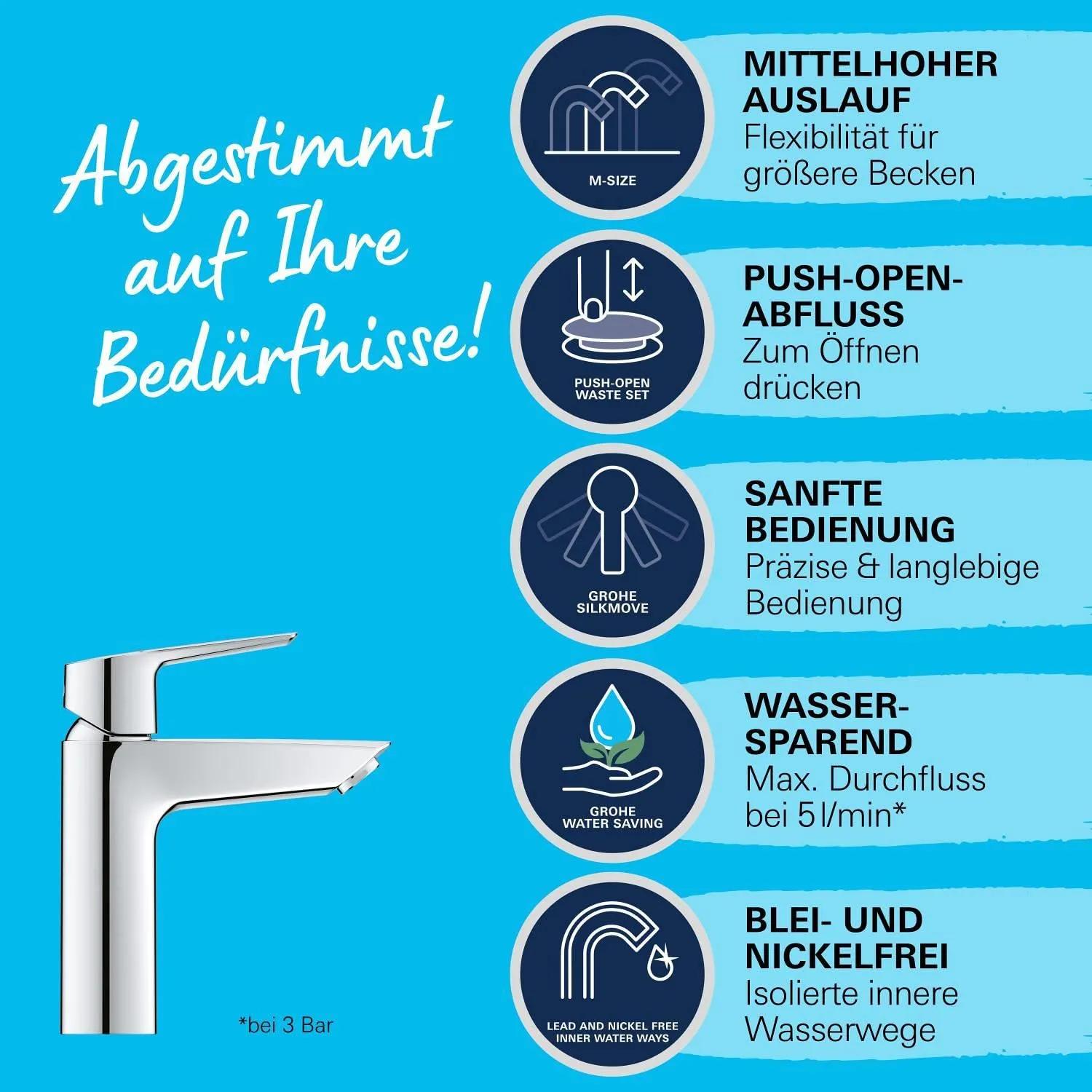 GROHE Start valamusegisti M-suurus, push-open põhjaklapiga, kroom – lisavaade
