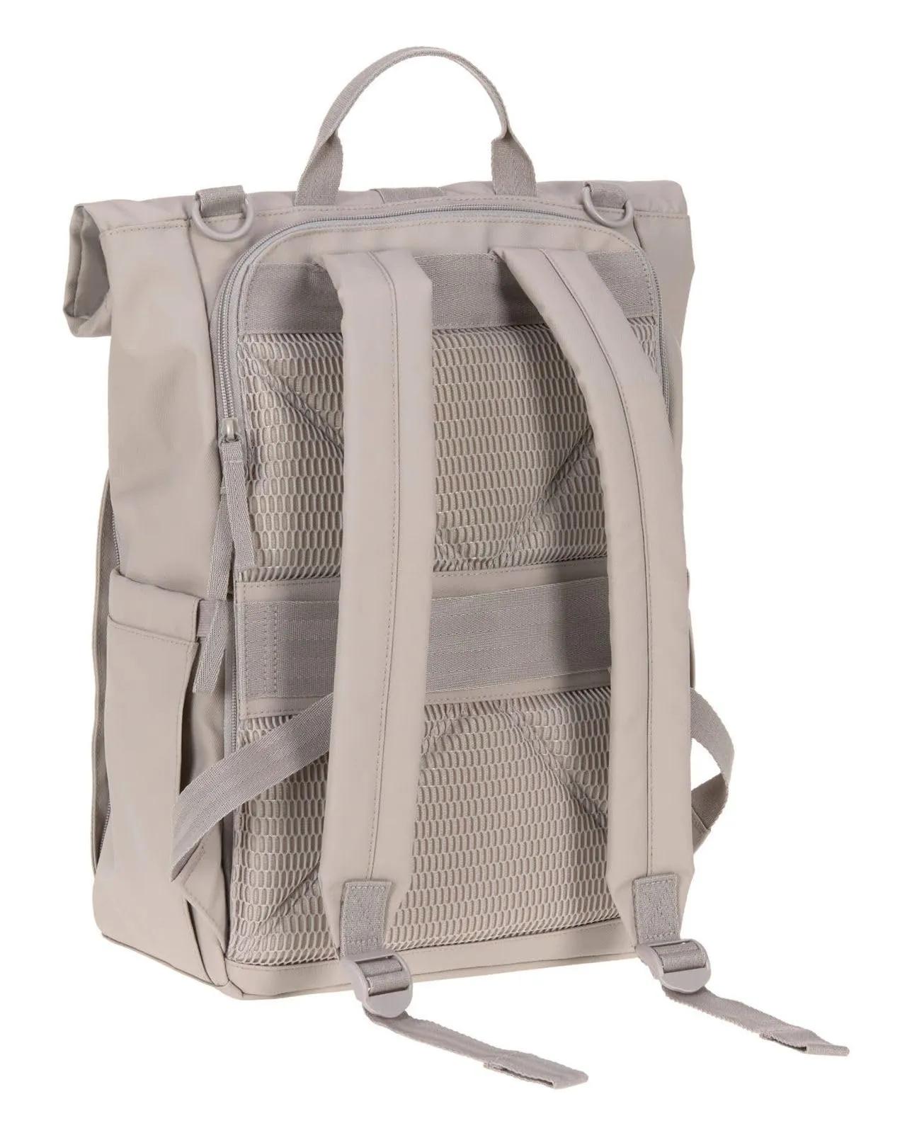 LÄSSIG Rolltop Up mähkmeseljakott 18–20 l, mähkimisalusega, taupe – pakend ja tarvikud