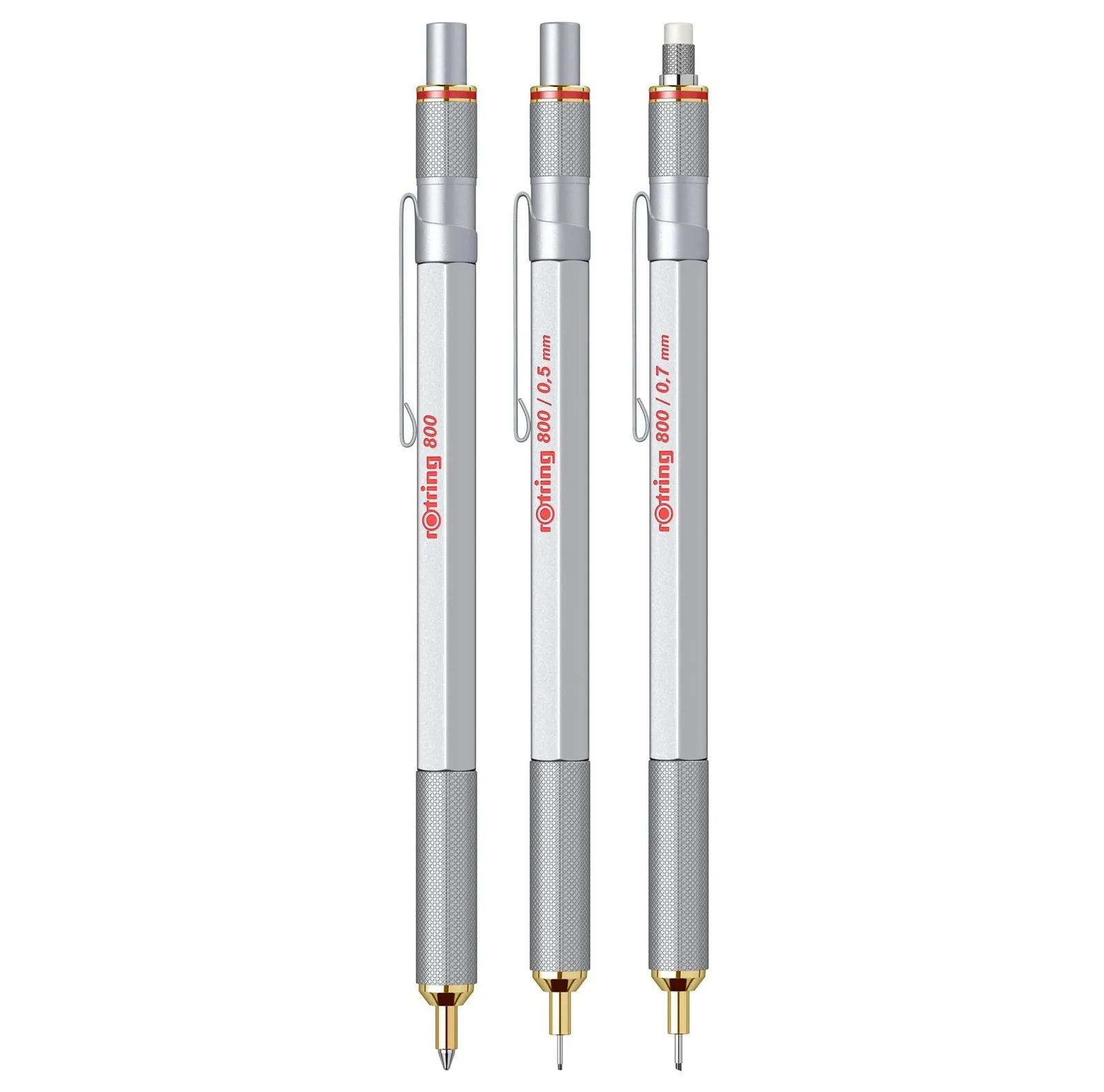 rOtring 800 metallist pastakas, hõbedane korpus, must tint, M-ots – lisavaade