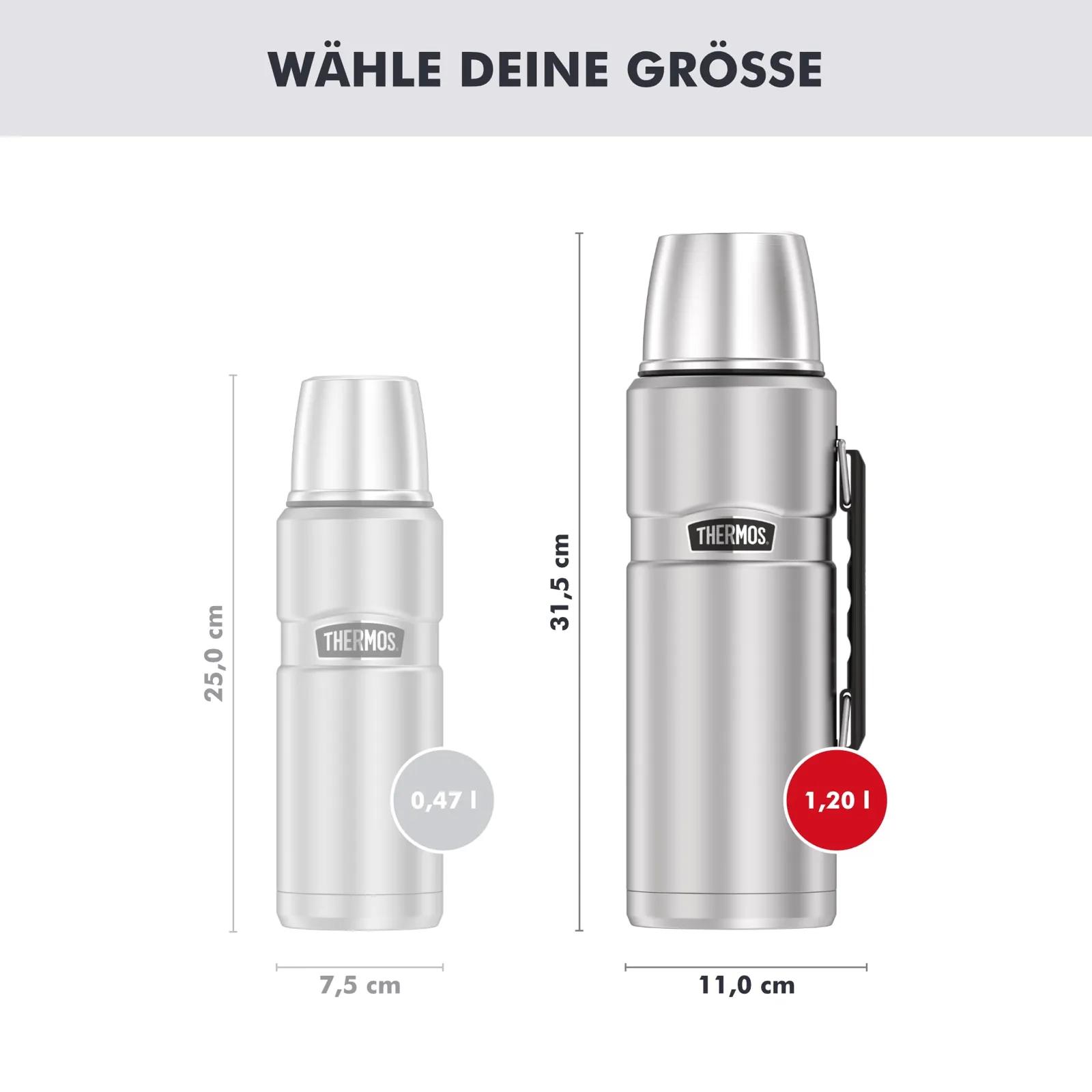 Thermos Stainless King termos 1,2 l, roostevaba teras, tassiga – kasutusnäide