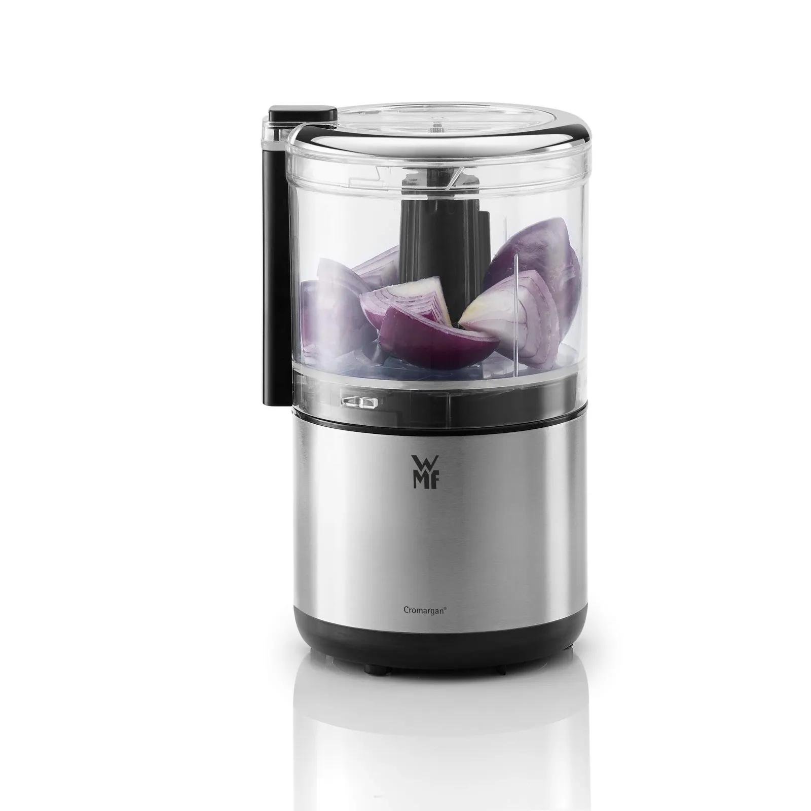 WMF KITCHENminis elektriline hakkija 0,3 l, 65 W, roostevaba – pakend ja tarvikud