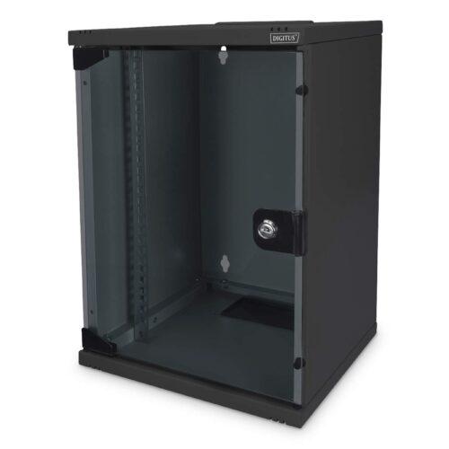 DIGITUS Võrgukapp 10-tolline - 9HE - Seinale kinnitatav - HxBxT 464x312x300mm - Kandevõime 30kg - Kasutussügavus 240mm - Must