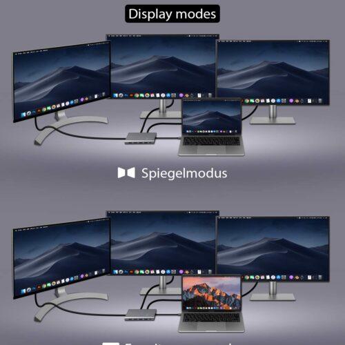 ICY BOX USB-C dokkimisjaam (12-ühes) 3 monitori jaoks (2x HDMI & 1x DP)