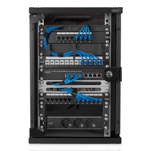 DIGITUS Võrgukapp 10-tolline - 9HE - Seinale kinnitatav - HxBxT 464x312x300mm - Kandevõime 30kg - Kasutussügavus 240mm - Must