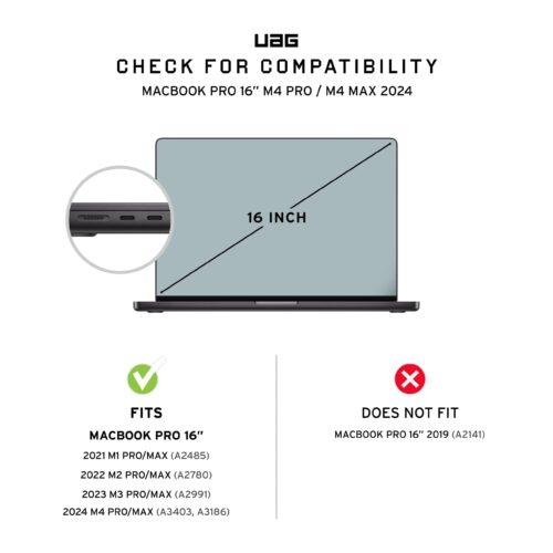 URBAN ARMOR GEAR Plyo kaitseümbris Apple MacBook Pro 16 jaoks (M4 / M3 / M2 / M1 - 2024/2023 / 2022/2021) – Kaitseümbris vastupidavusega vastavalt USA sõjaväestandardile – Jää (läbipaistev)