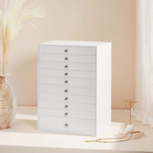 SONGMICS ehetekarp JBC10W, 10 sahtlit, sametvooder, valge, pilt 2