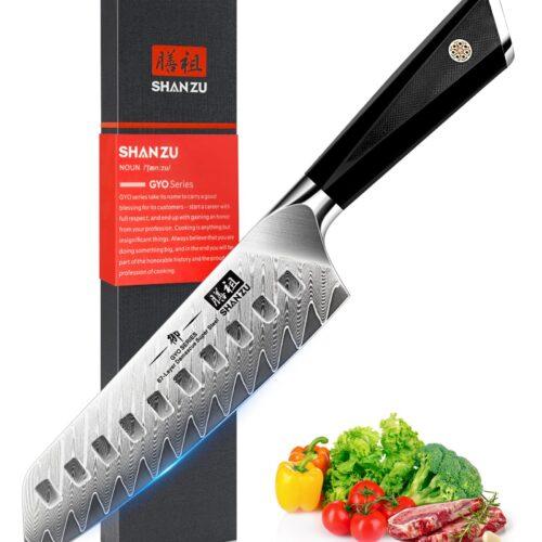 SHAN ZU GYO santoku nuga, 18 cm, AUS-10 damaskuse teras, G10 käepide