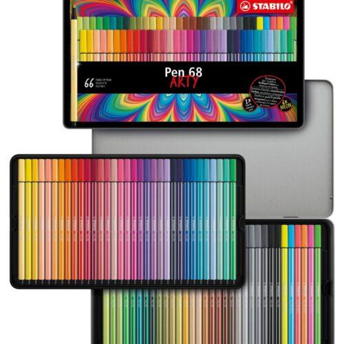 STABILO - Premium-viltpliiats - Pen 68 - ARTY - 66-osaline metallkarp - 65 erinevat värvi