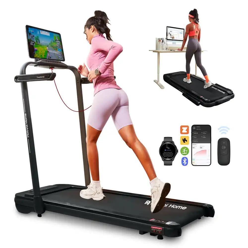 Mobvoi Home Treadmill SE, 3-in-1 kokkupandav elektriline jooksurada, 2,5 HP, kompaktne ja kaasaskantav, sobib koju ja kontorisse, 12 km/h, kaugjuhtimispult, LED-ekraan, säästab ruumi, kandevõime kuni 120 kg