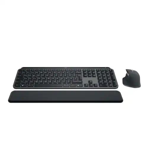 Logitech MX Keys S Combo: Võimas juhtmevaba klaviatuur ja hiir käetoe, kohandatava valgustuse, kiire kerimise ja Bluetoothiga – Windows/Linux/Chrome/Mac – Grafiit, Saksa QWERTZ-paigutus