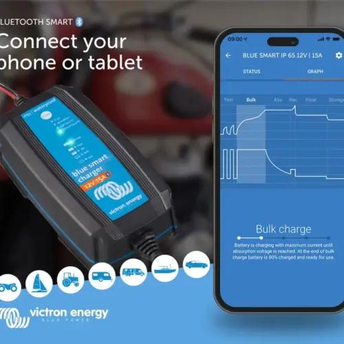 Victron Energy Blue Smart akulaadija 12V 15A 230V - Autobatteri laadija - Akut säilitav ja desulfateeriv seade - IP65 kaitse - Bluetooth - CEE 7/17