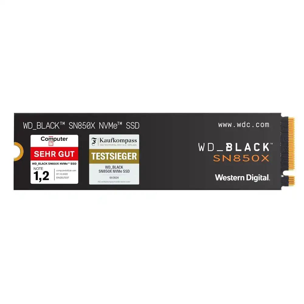 WD_BLACK SN850X NVMe SSD 2 TB sisemine SSD (Mängude salvestus, PCIe Gen4 tehnoloogia, Lugemine 7.300 MB/s, Kirjutamine 6.600 MB/s) Must