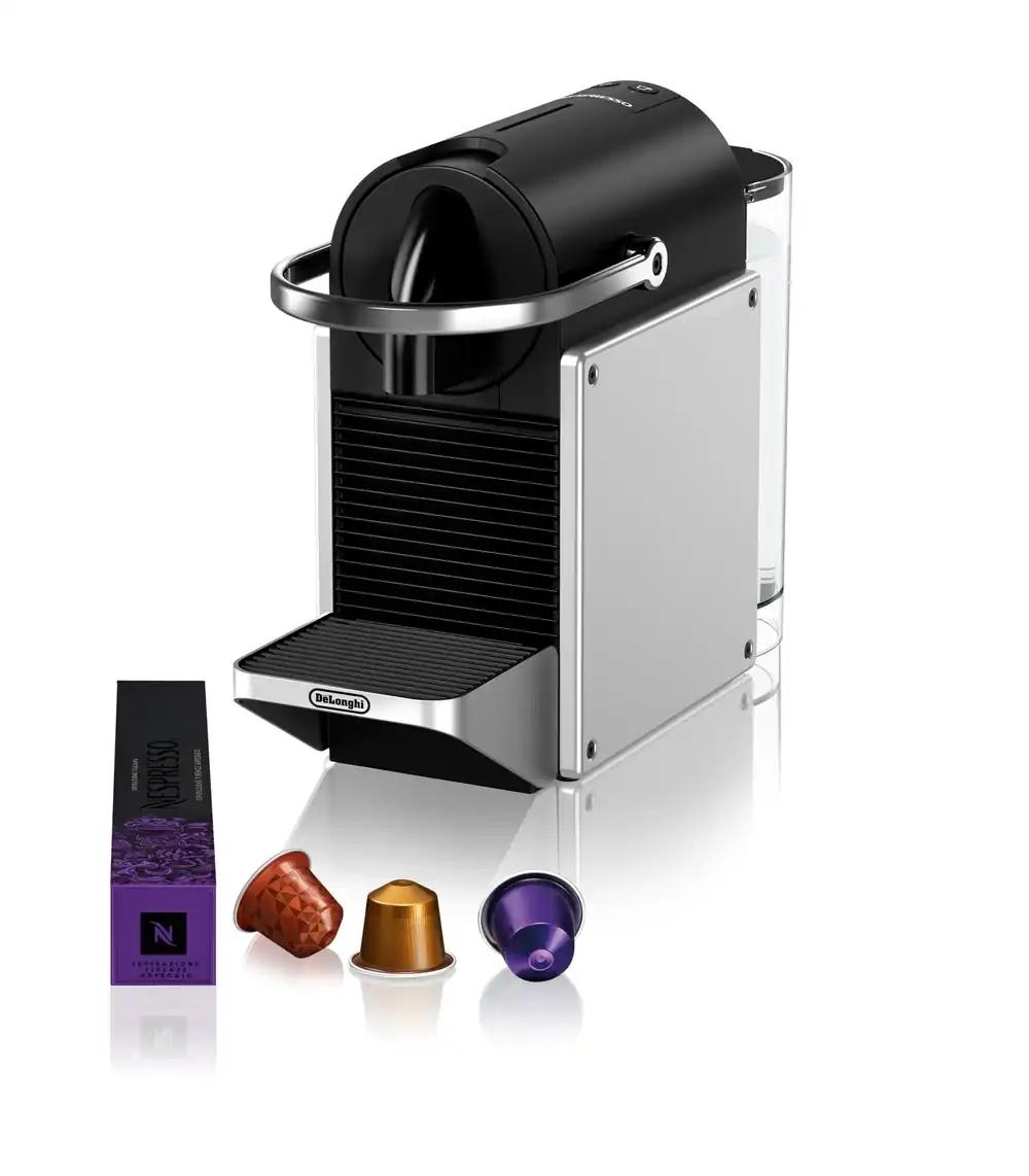 Nespresso De’Longhi Pixie EN127.S kohvikapslite masin, kaks otsevaliku nuppu, ECO-režiim, kompaktne disain, 19-baarine surve, 1260W, hõbe/must