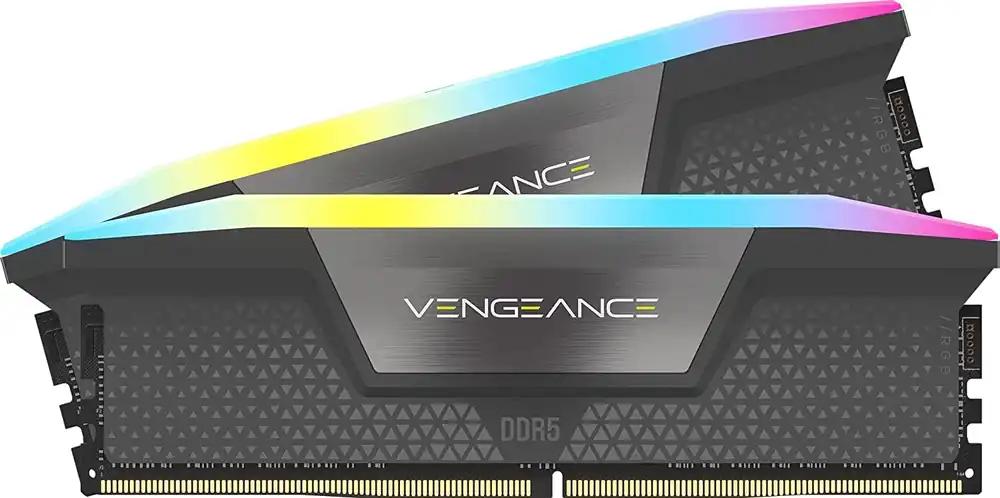 Corsair VENGEANCE RGB DDR5 32GB (2x16GB) 6000MHz CL30 AMD EXPO Intel XMP iCUE ühilduv arvutimälu – Hall (CMH32GX5M2B6000Z30K)