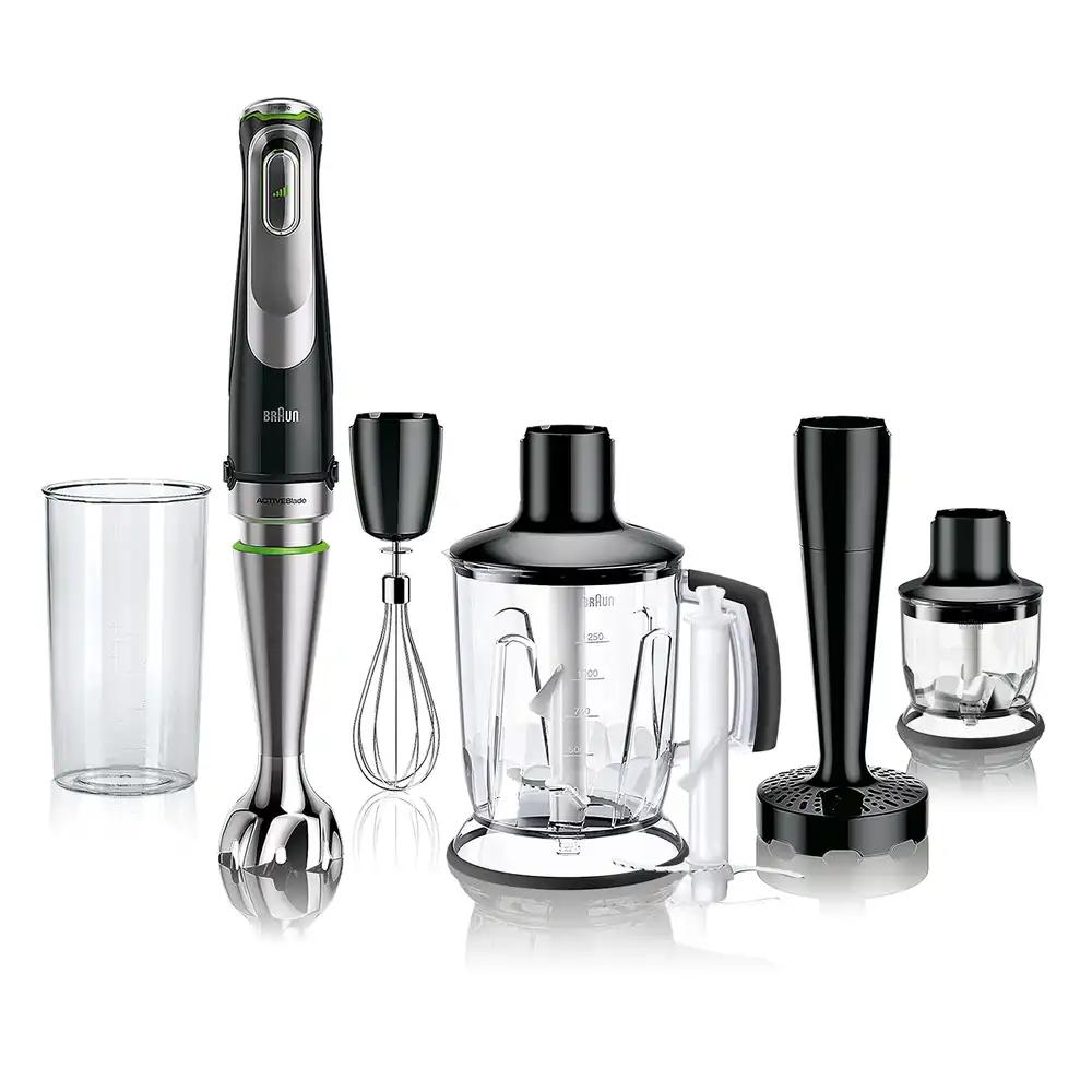 Braun MultiQuick 9 MQ 9147X – 5-ühes saumikser koos blenderikinnituse, kartuli- ja köögiviljatampija ning vispliga, muudetav kiirus, 1200 W, must/roostevaba teras
