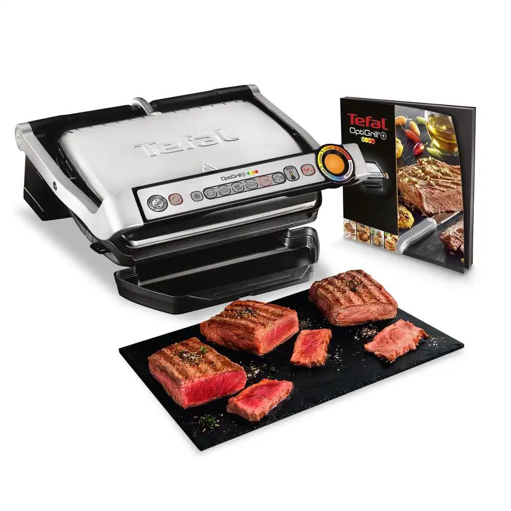 Tefal OptiGrill+ kontaktgrill, 6 programmi, küpsusastme näidik, eemaldatavad plaadid, manuaalrežiim, elektrigrill, roostevaba teras, GC712D12