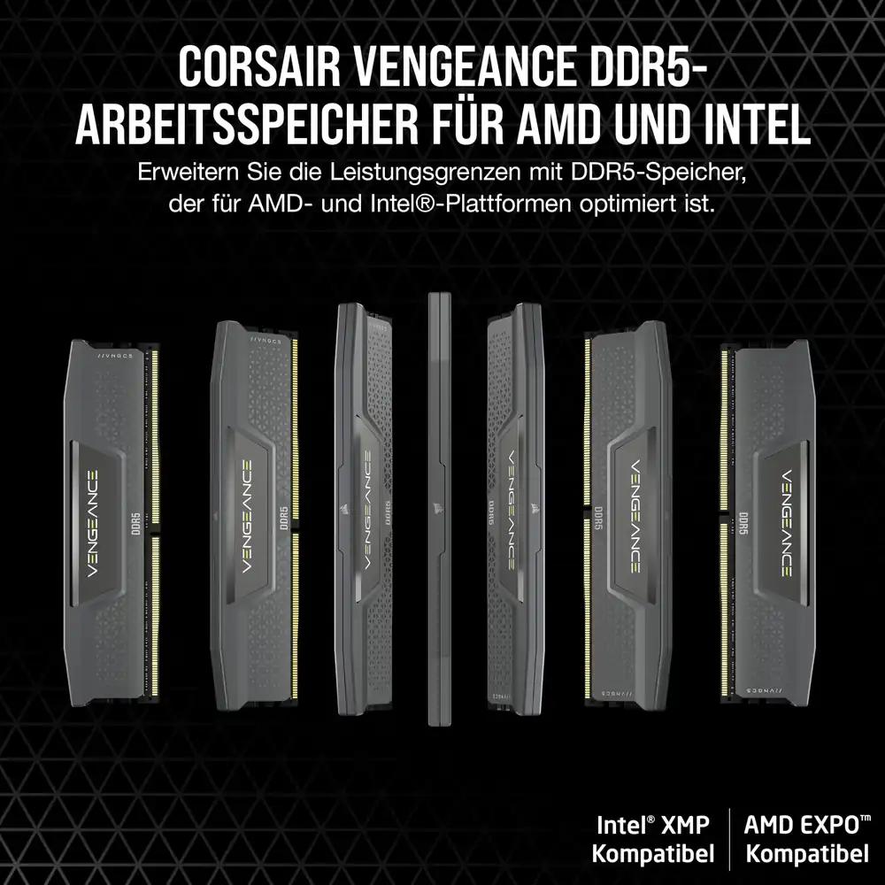CORSAIR Vengeance DDR5 32 GB (2 × 16 GB) 6000 MHz CL30 mälukomplekt, hall, pilt 2