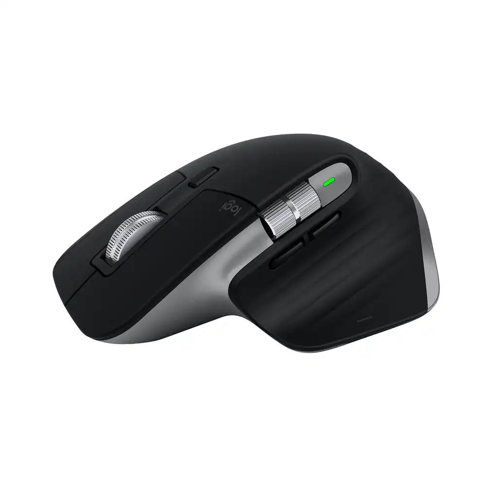 Logitech MX Master 3S Mac-i jaoks – Juhtmevaba Bluetooth-hiir ülikiire kerimise, ergonoomilise disaini, 8K DPI, klaasil jälgimise, vaiksete klikkide ja USB-C ühendusega – Kosmosehall, Must