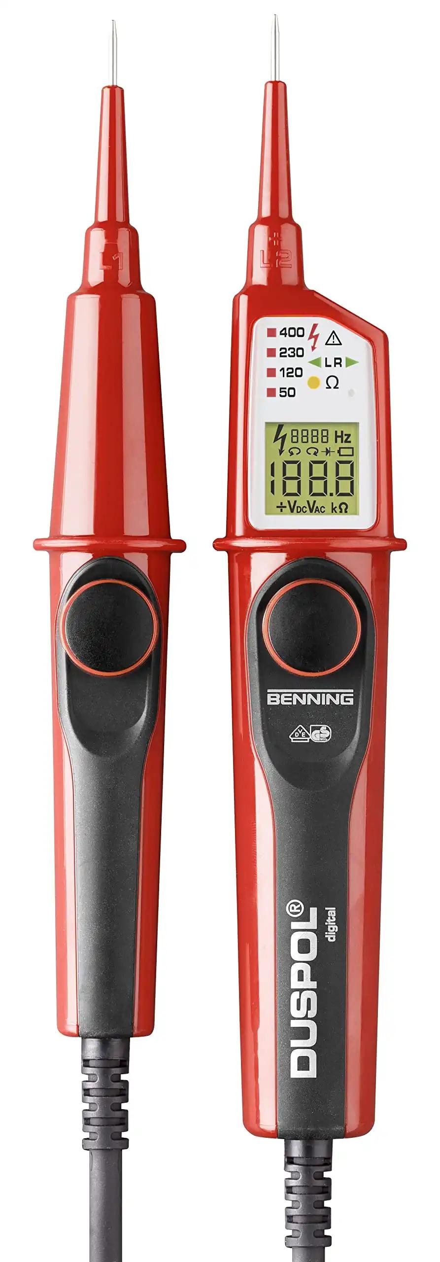 BENNING DUSPOL digital True RMS pingetester (2-poolne testimine, pingemõõtevahemik 1 V – 1000 V AC / 1200 V DC, läbivustest) 50263