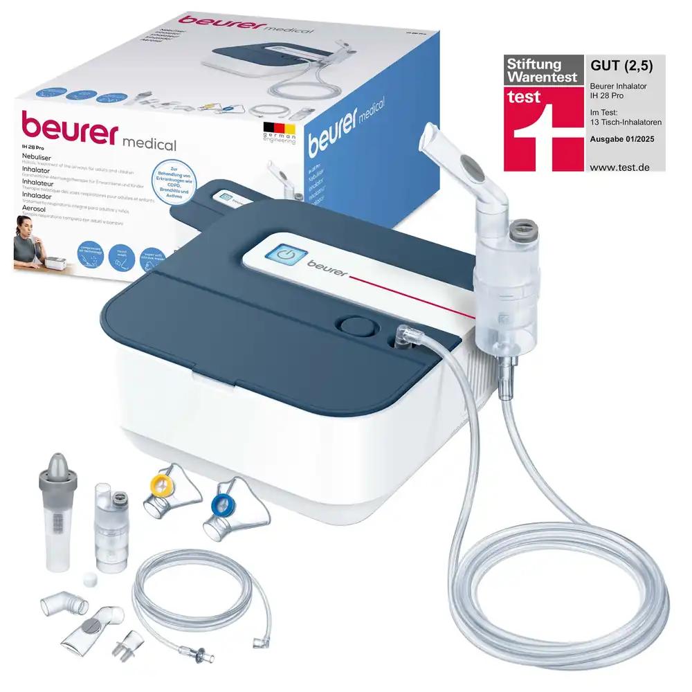 Beurer IH 28 Pro inhalaator, nebulisaator kvaliteetsete silikoonmaskidega ja nina-dušiga, kõrge nebulisatsioonitõhusus, hingamisteede ravi seade lastele ja täiskasvanutele