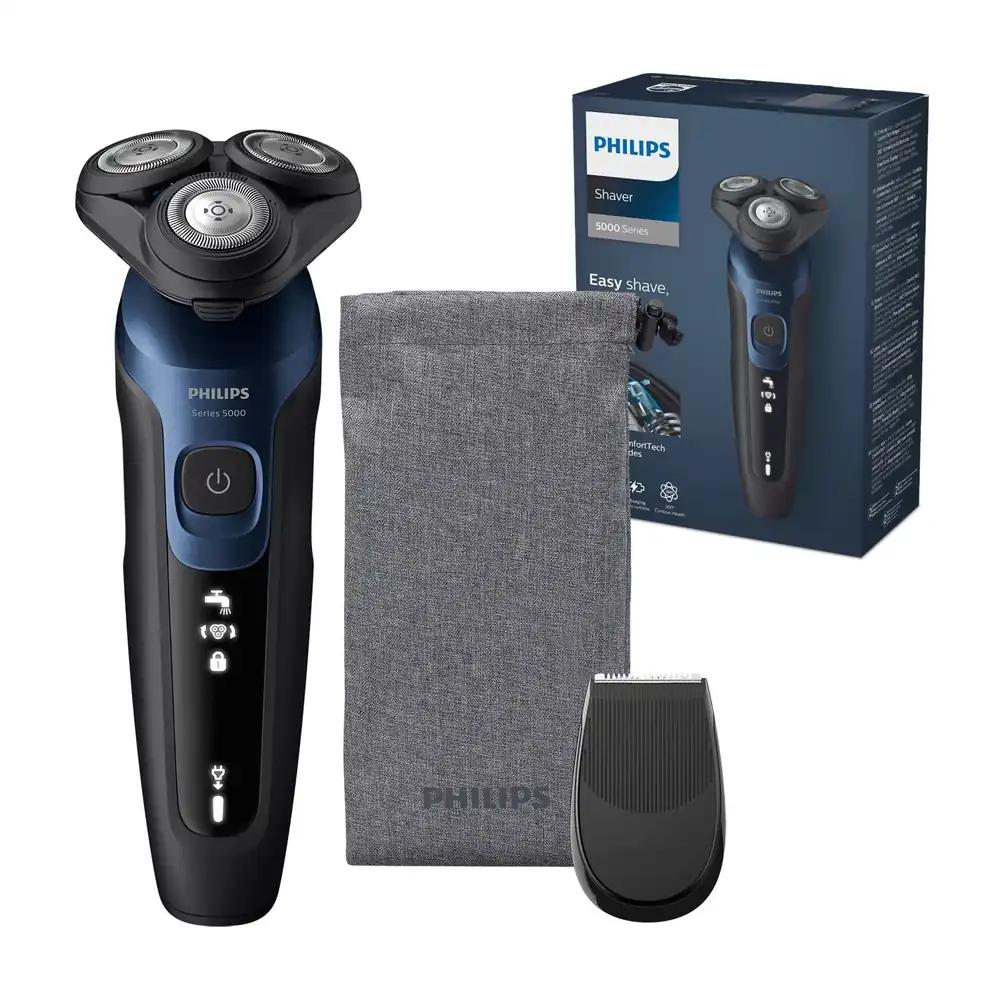 Philips Shaver Series 5000 – Elektriline märg- ja kuivraseerija meestele, metallik-sinine, täpne trimmer ja pehme transpordikott (mudel S5465/18)