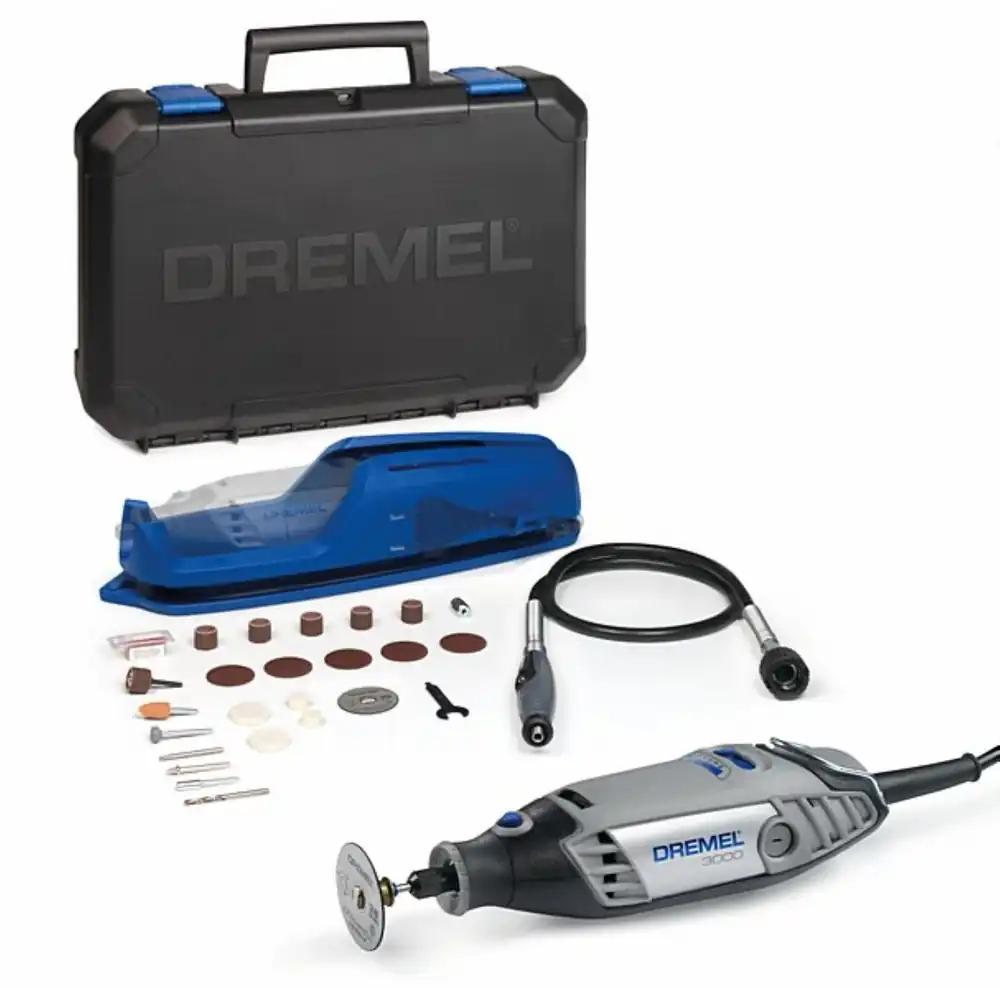 Dremel 3000 multifunktsionaalne tööriist 130W, komplekt 1 otsiku ja 25 tarvikuga, reguleeritava kiirusega 10 000–33 000 p/min lõikamiseks, lihvimiseks, graveerimiseks, poleerimiseks, teritamiseks, puhastamiseks, nikerdamiseks