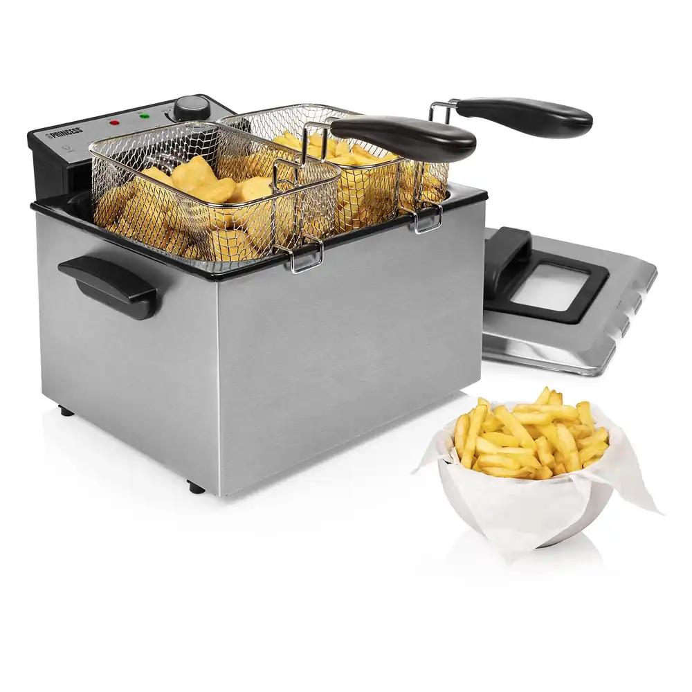 Princess fritüür – 3270 W, 5 L, termostaat, 3 fritüürikorvi, külmtsoon, 6-7 inimest, 185000, hall