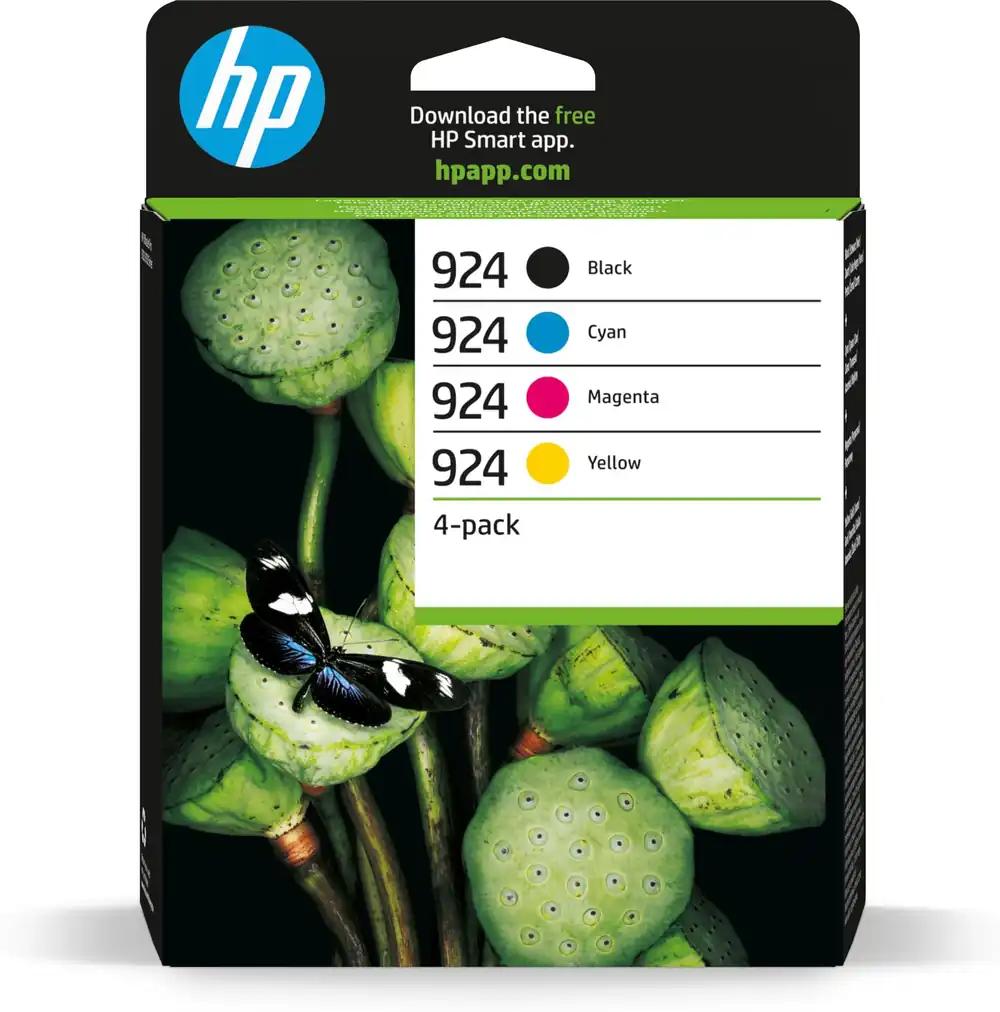 HP 924 (6C3Z1NE) Multipakk Originaaltindikassett, Must ja Värviline, 1x Must, 1x Tsüaan, 1x Magenta, 1x Kollane HP OfficeJet Pro 8124e, 8122e, 8132e, 8135e, 8134e, 8125e All-in-One printerile