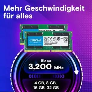 Crucial RAM CT2K16G4SFRA32A 32GB (2x16GB) DDR4 3200MHz CL22 (2933MHz või 2666MHz) Sülearvuti Mälu Komplekt