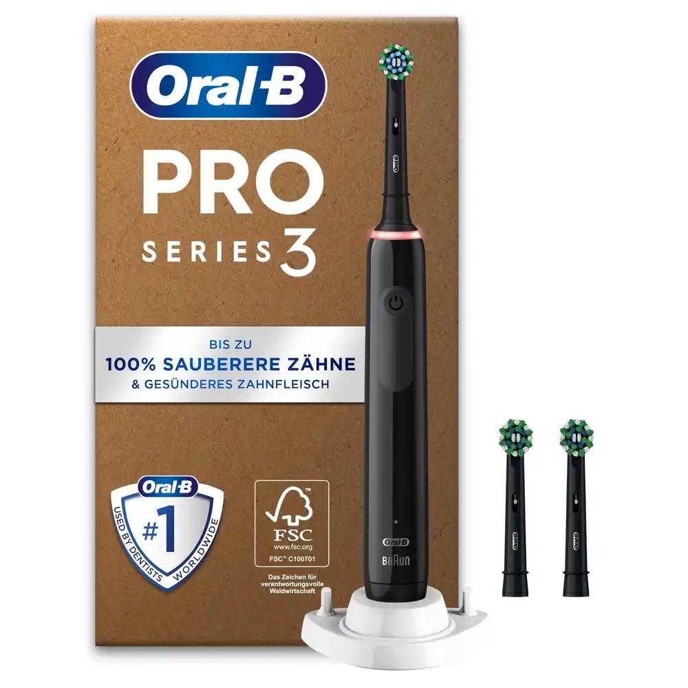 Oral-B Pro Series 3 Plus Edition Elektriline Hambahari, 3 vahetatavat harjapead, 360° survekontrolliga, loodud Brauni poolt, Must