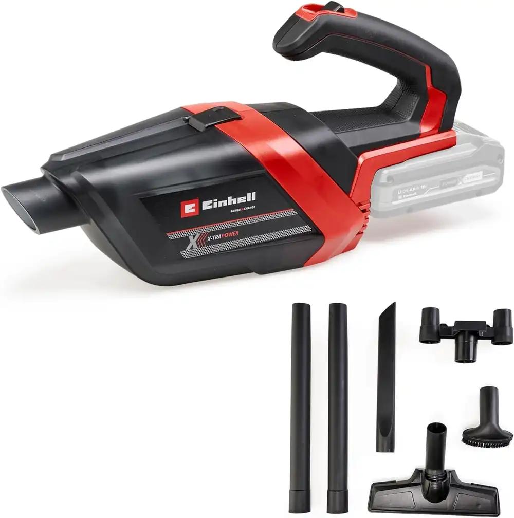 Einhell juhtmeta käsitolmuimeja TE-HV 18/06 Li-Solo Power X-Change (18 V, 72 mbar imemisvõimsus, kaasas piluotsik, polstriotsik, põrandaotsik, 0,6 L tolmumahuti, ilma akuta)