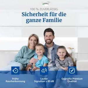 Hekatron Genius Plus – Suitsuandur 10-aastase akuga – Stiftung Warentesti testivõitja – valmistatud Saksamaal – sisaldab 2x kleebitavat kinnitust – rakenduse toega – tulekahjuandur – mitmekeelne – 2 tk