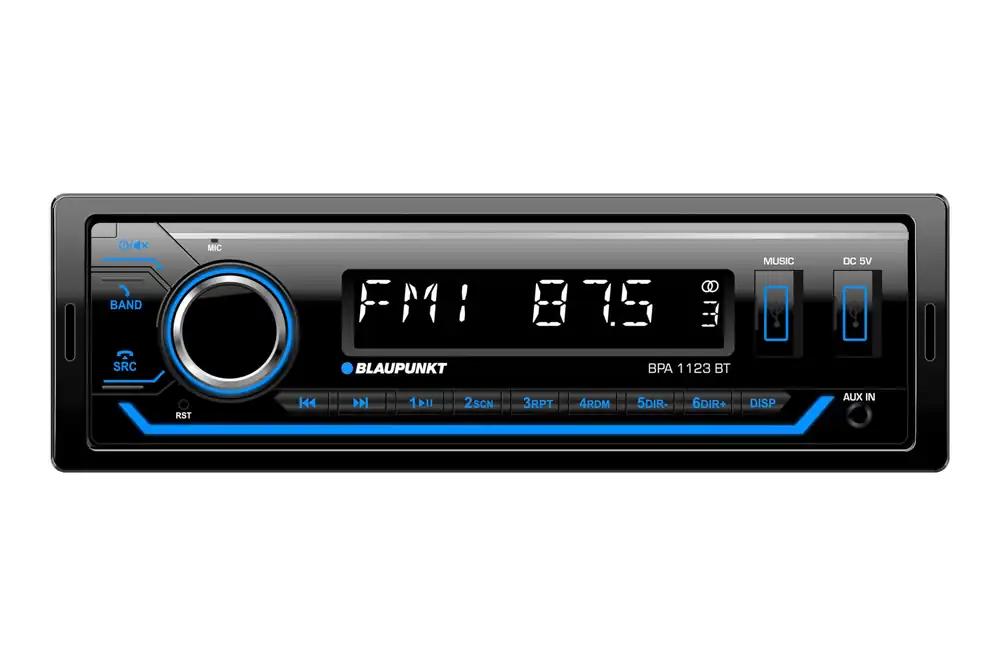 Blaupunkt BPA 1123 BT, 1-DIN autostereo, FM-RDS, Bluetooth, käed-vabad süsteem, 2x USB, Aux-sisend, Sub-Out, multivärviline, 200 W