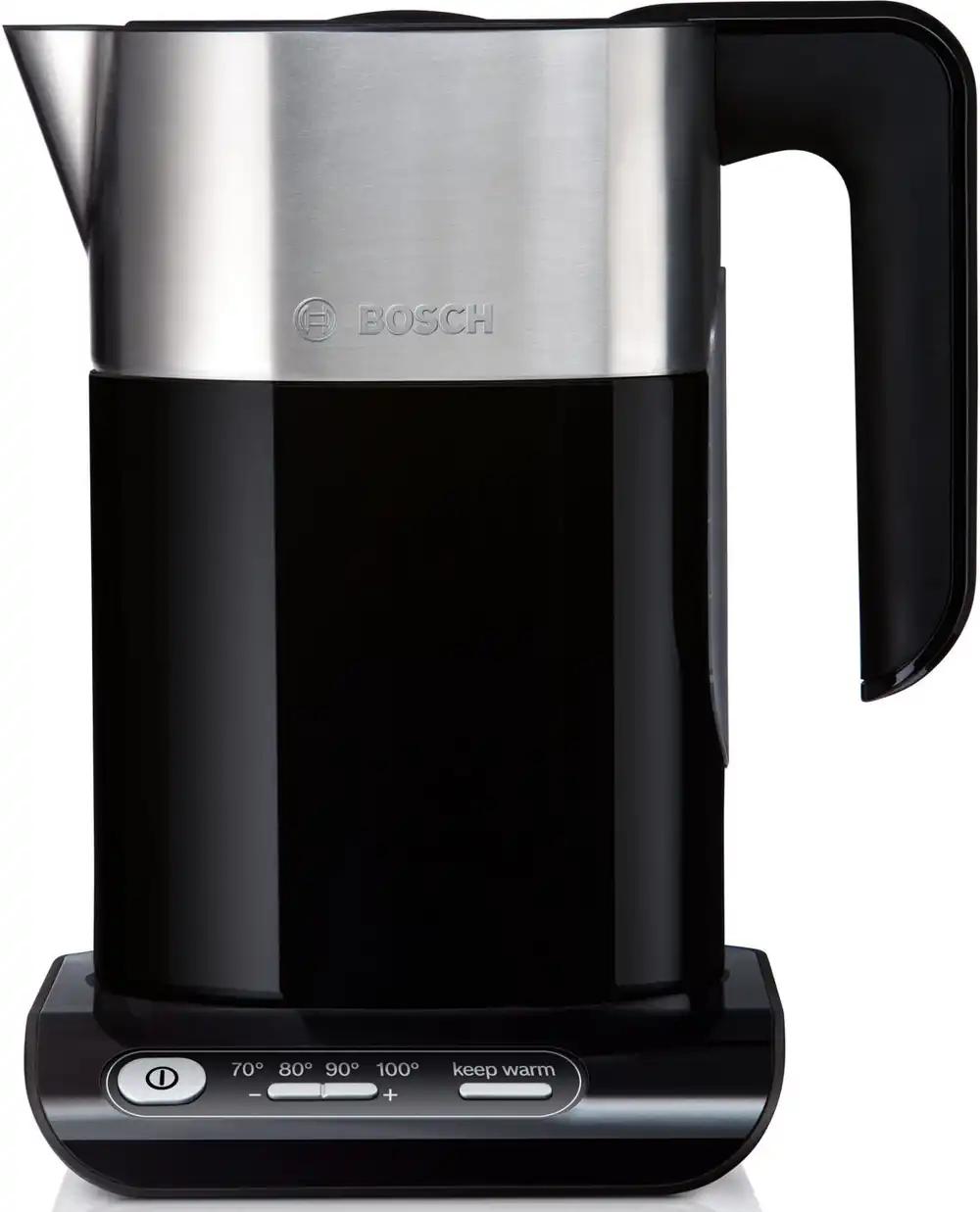 Bosch juhtmevaba veekeetja TWK8613P, automaatne väljalülitus, ülekuumenemiskaitse, temperatuurivalik, soojashoidmisfunktsioon, 1,5 L, 2400 W, must