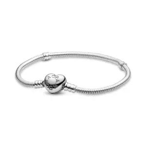 PANDORA Moments madulülidega käevõru, südamekujuline lukk, 925 sterlinghõbe, 18 cm