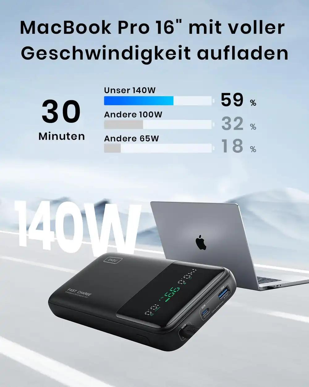 INIU akupank 27000 mAh, 140 W, USB-C sisend ja väljund, pilt 2
