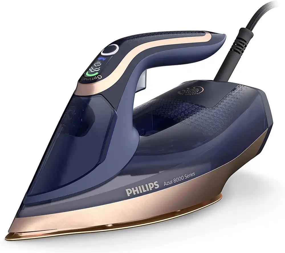 Philips Azur 8000 seeria aurutriikraud – 85 g/min pidev aur, 260 g turbo aurulöök, 3000 W, OptimalTEMP tehnoloogia, SteamGlide Elite tallaplaat, tumesinine (DST8050/20)