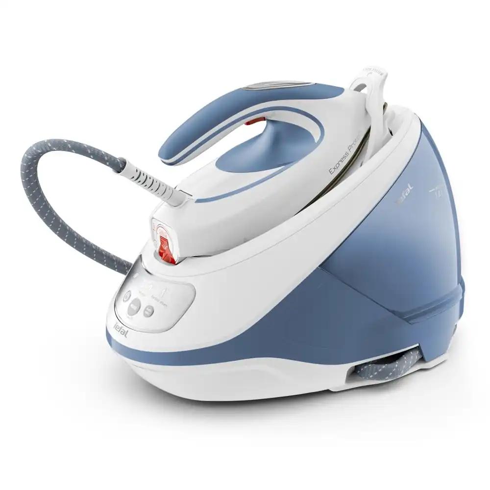 Tefal aurutriikimissüsteem Express Protect SV9202 | 7,5 bar | Auruimpulss: 520 g/min | Pidev aur: 130 g/min | Katlakivikollektsioon | Durilium AirGlide Autoclean tald | 2600W | 1,8L | 39,8×24,3×29,4 cm | Valge/Sinine