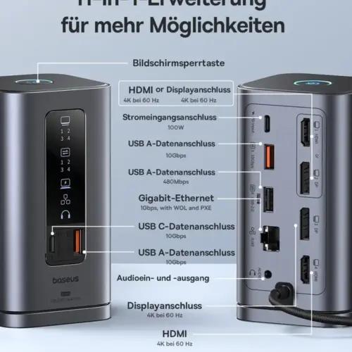 Baseus Spacemate Series 11-in-1 dokkimisjaam – 3 monitori tugi
