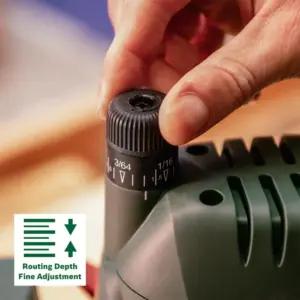 Bosch süvisfrees POF 1400 ACE (1400 W; puidutöötluseks; 3x pingutushülssi; frees; paralleeljuhik; tolmuimeja adapter; kohver)