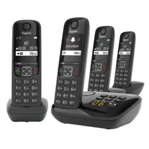 Gigaset AS690A Quattro – 4 juhtmevaba DECT-telefon koos automaatvastajaga – hästi loetav kontrastne ekraan – suurepärane heli – lihtne kasutamine – kõnekaitse