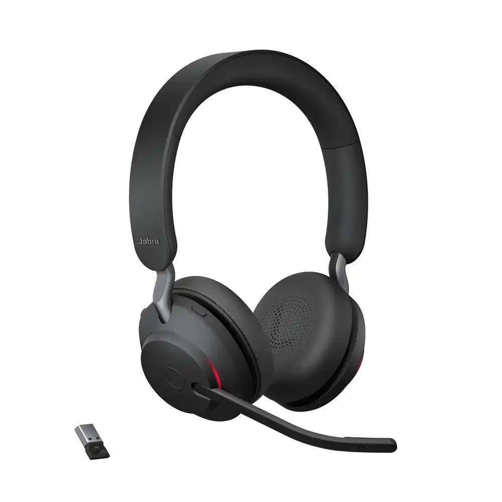 Jabra Evolve2 65 juhtmevaba PC-peakomplekt – mürasummutav UC-sertifikaadiga stereo kõrvaklapid, pika aku kestvusega – USB-A Bluetooth adapter – must