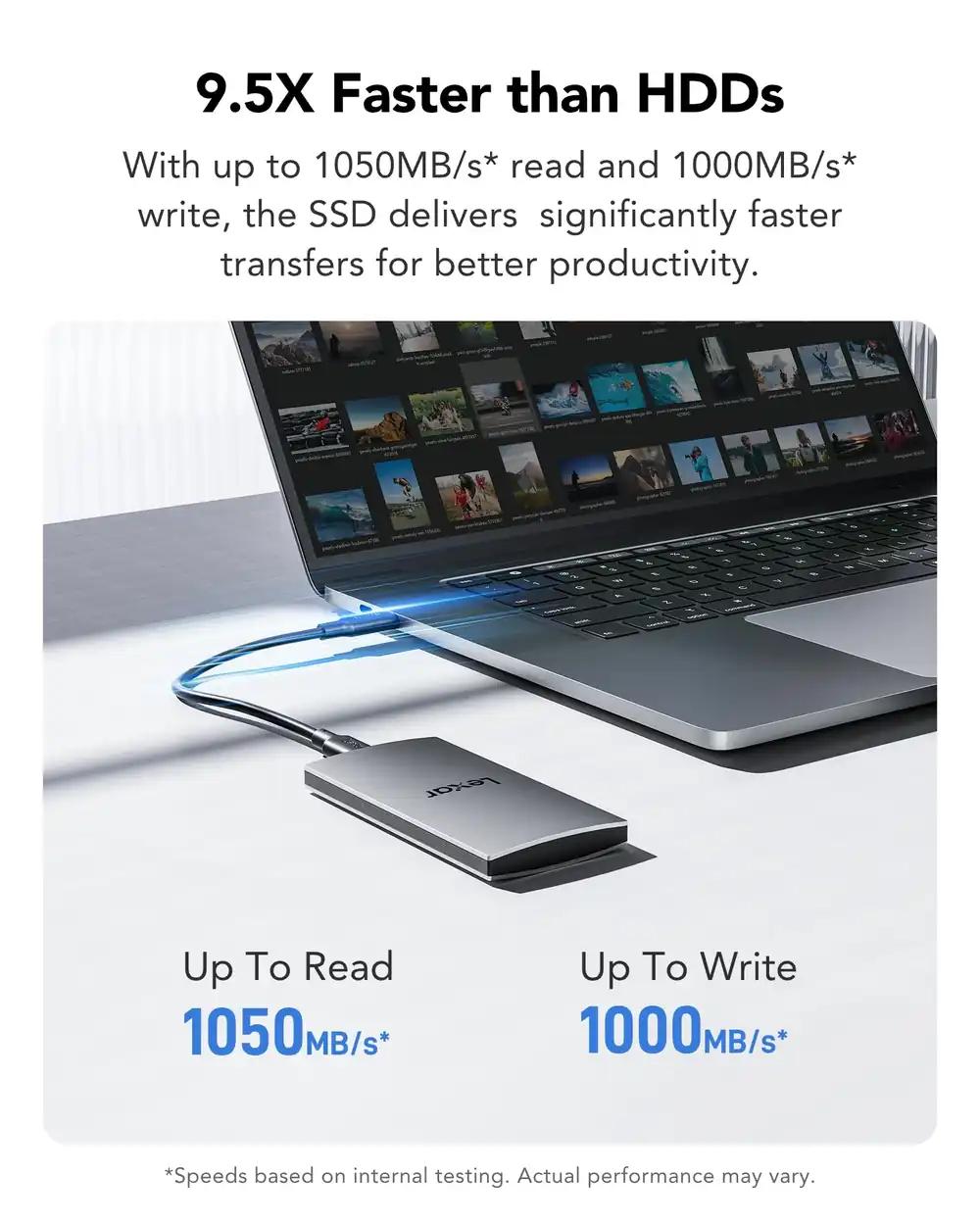 Lexar ES3 väline SSD 1 TB, USB 3.2 Gen 2, kuni 1050 MB/s, pilt 2