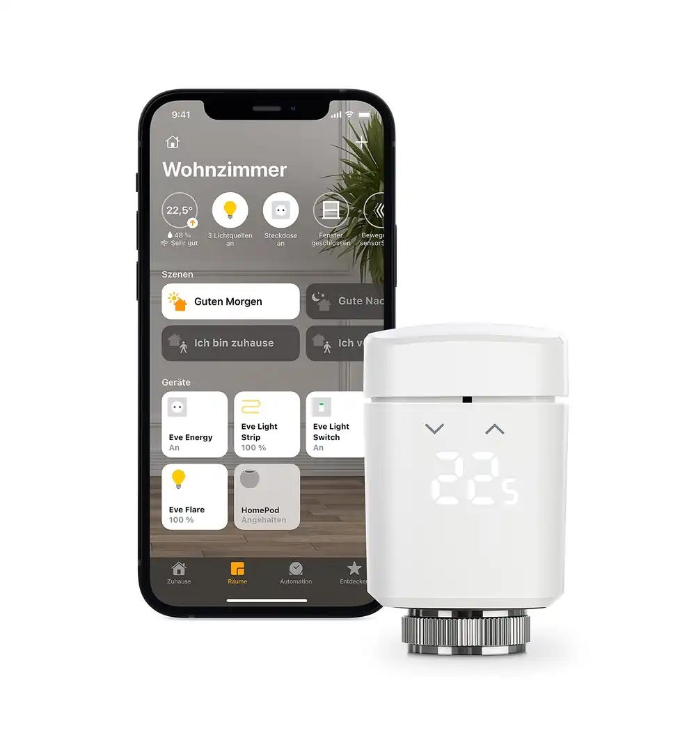 Eve Thermo (Apple Home) – Nutikas radiaatoritermostaat, säästab küttekulusid, kaasaegne küttesüsteemi juhtimine (rakendus/ajakavad/kohalolek), lihtne paigaldada, sobib tavalistele radiaatoriventiiilidele, Bluetooth/Thread