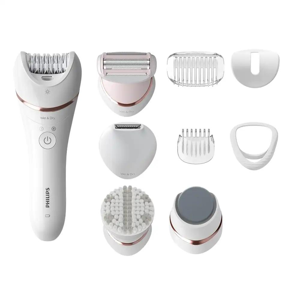 Philips Epilaator Series 8000, juhtmevaba märg- ja kuivkasutuseks, jalgadele ja kehale, 9 lisatarvikut, raseerija, trimmer, pediküür ja kehakoorija, mudel BRE740/10